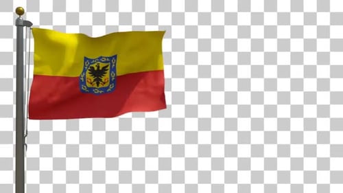 Bogotá City Flag Waving on Flagpole