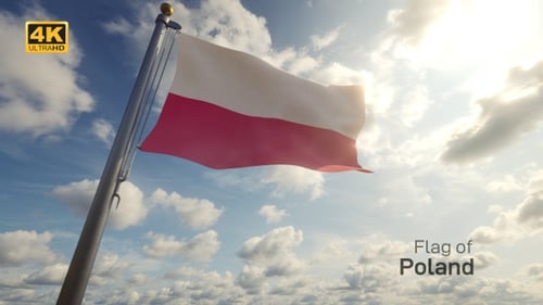 Flag of Poland Waving Against a Sunny Sky