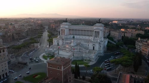 Aerial View of Altare della Patria in Rome at Dawn