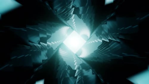 Futuristic Geometric Tunnel Travel with Glowing Light