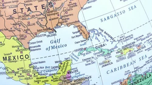 America On The Physico Political Globe Of The World.