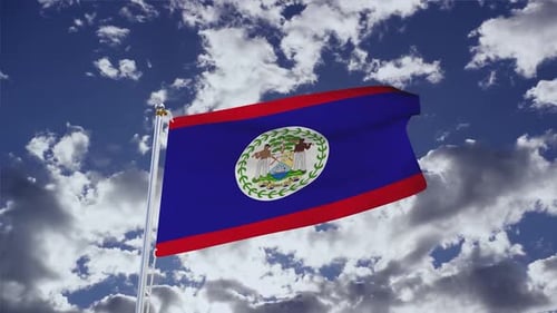 Belize Flag With Sky