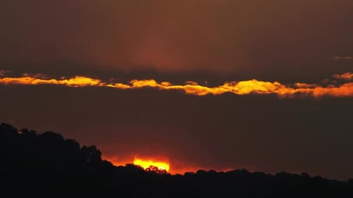 Gorgeous Sun Rises Behind the Mountain Range
