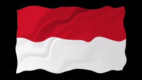 Waving National Flag of Monaco or Indonesia Animation