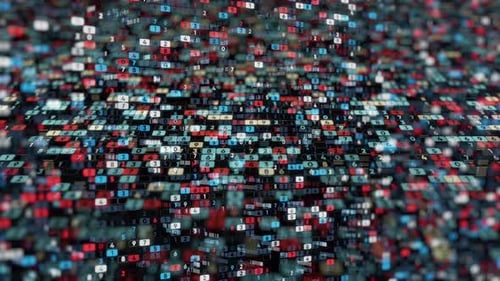 Abstract business background with many cells with changing numbers on black background