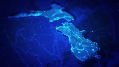 Futuristic Digital New Zealand Map with Network Overlay