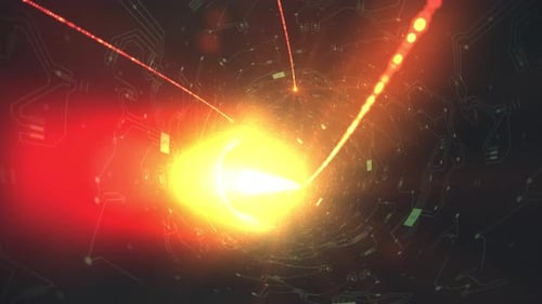 High Speed Data Transfer Visualisation In Fiber Optic Technology Tunnel With Ciruit Board Texture 4k