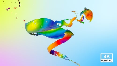Dynamic Rainbow Fluid Paint Splash Animation