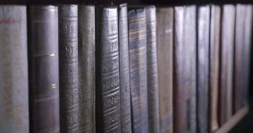 Close Up of Shelf with Antique Books