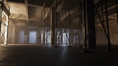 Sitio de construcción de edificios de hormigón armado. El suelo con andamios
.