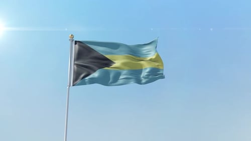 Photorealistic Bahamas Flag Waving Loop Animation