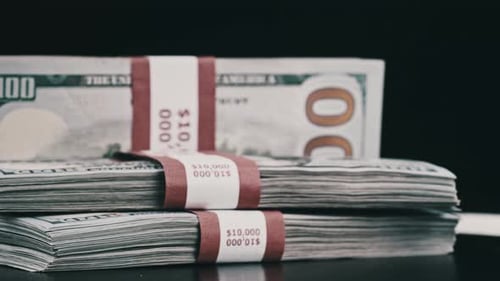 Stacks of One Hundred Dollar Bills Bundled