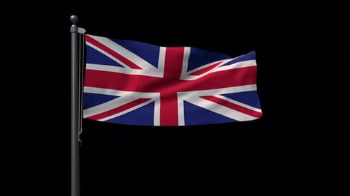 Waving Union Jack Flag Animation on Alpha Channel