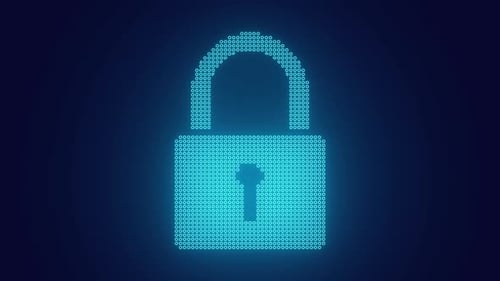 Digital Security Padlock Icon Glow Animation