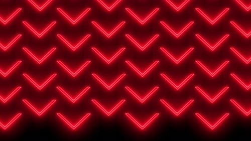 Video animation of glowing neon arrows in red