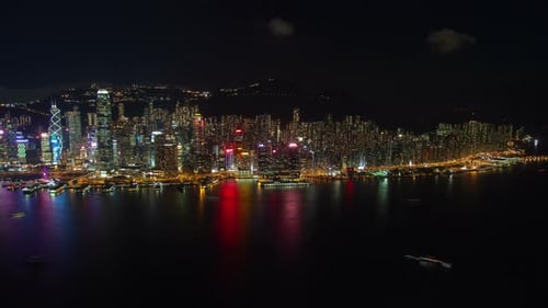 Cityscape Modern Hong Kong City Buildings on Coastline