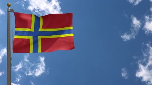 Orkney Islands Flag Scotland (Uk) On Flagpole
