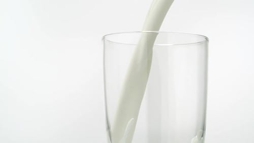 Pouring milk into glass, Slow Motion