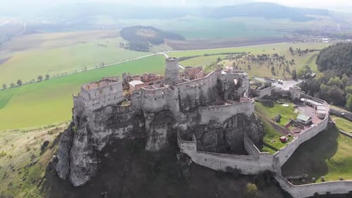 Aerial Drone View on Spis Castle. Slovakia. Ancient Castle, Spissky Hrad