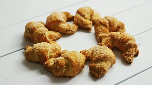 Fresh Croissants Laid in Circle