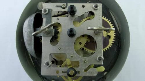 Close Up Of Antique Clock Inner Mechanism