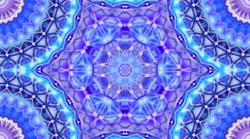 Helles abstraktes Licht, das in voller Farbe regiert, Kaleidoskop, blauer Hintergrund