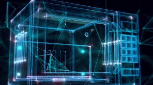 Blue Digital Cyber Microvawe Hologram Close Up Hd