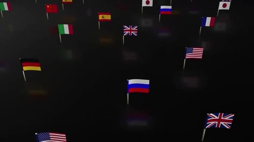 Waving Global National Flags 3D Animation Background