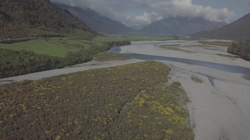 River in the valley aerial