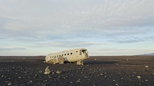 Plane Crash Site In Black Sand