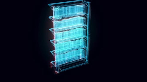 Futuristic Holographic Data Server Rack Animation