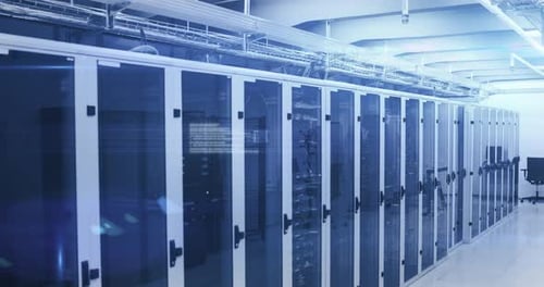 Futuristic Data Flow Animation in a Server Room