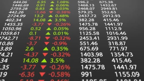 Stock market board. Display and monitors growth and loss of the shares.
