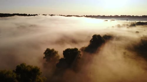 Aerial Shot Sunrise in Countryside