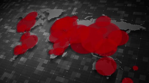 Animated Global Map with Spreading Red Data Points