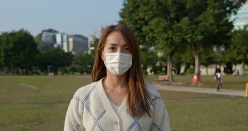 Woman wear face mask for protection