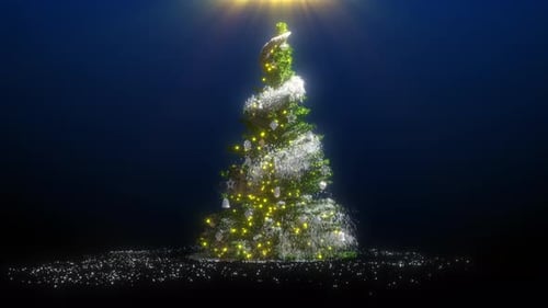 Festive Christmas Tree Animation with Falling Snow and Glitter