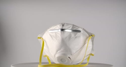 Close Up of White N95 Medical Face Mask
