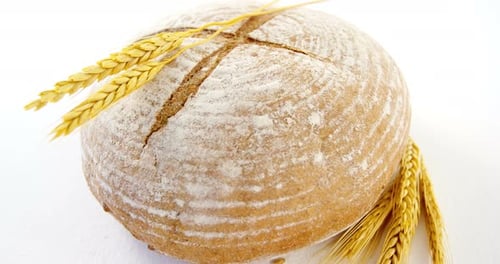 Loaf of Rustic Bread with Wheat Kernels
