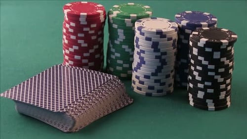 Close Up of Poker Chips and Cards