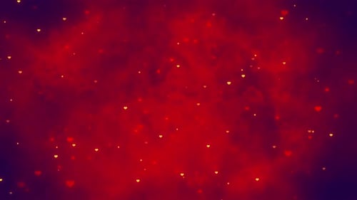 Romantic Floating Hearts and Glowing Particles Abstract Background