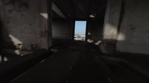 FPV Drone Flies Through an Abandoned Building
