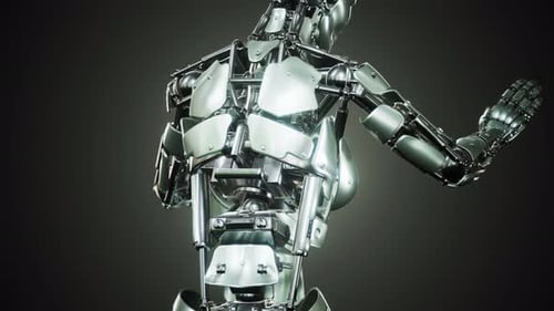Futuristic Female Robot Torso Rotating 3D Render
