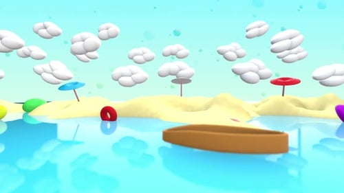 Looped Cartoon Summer Beach Background