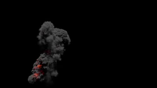Realistic Dark Billowing Smoke with Red Embers Rising