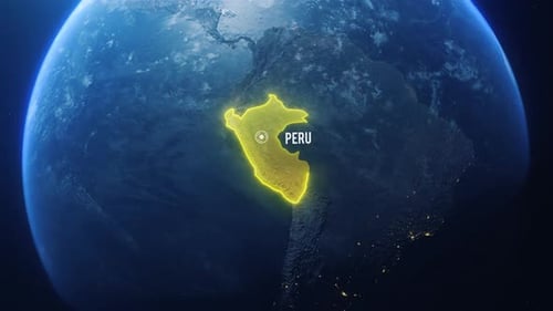 Earh Zoom In Space Peru Country Alpha Output