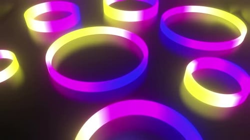 Seamless Loop of Vibrant Neon Rings Abstract Background