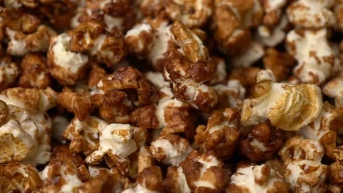 Delicious Caramel Popcorn in a Close Up Shot