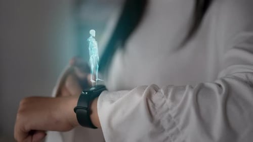 Fitness Tracker Displays Human Skeleton Hologram