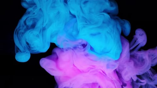 Colorful Abstract Ink Plumes on Black Background